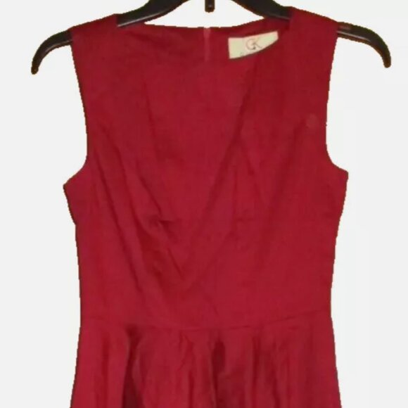 Red Sleeveless Dress XS Flared Skirt Cotton Blend NWT Back Zip Back Zip - Picture 4 of 5